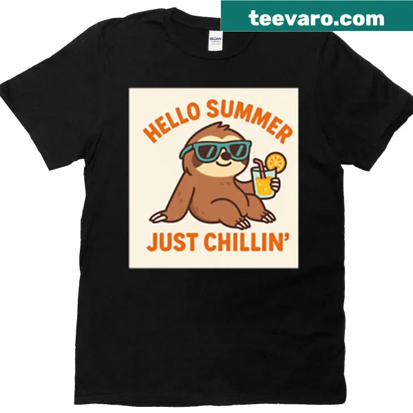 Cute sloth design on a t-shirt promoting chill vibes