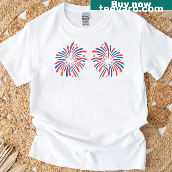 Couple T-shirt with humorous phrase Just Here For The Fireworks