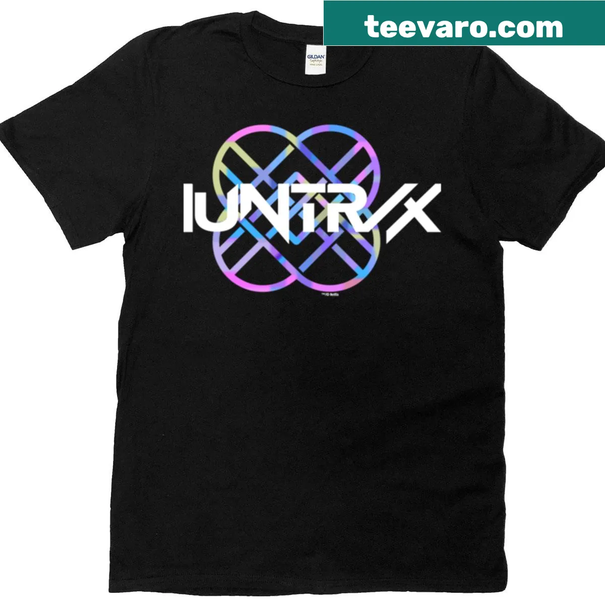 K-pop Demon Hunters band logo t-shirt with bold illustration — on a men's t-shirt