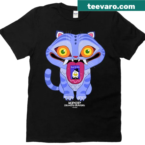 K-pop themed T-shirt with a cat design from Demon Hunters