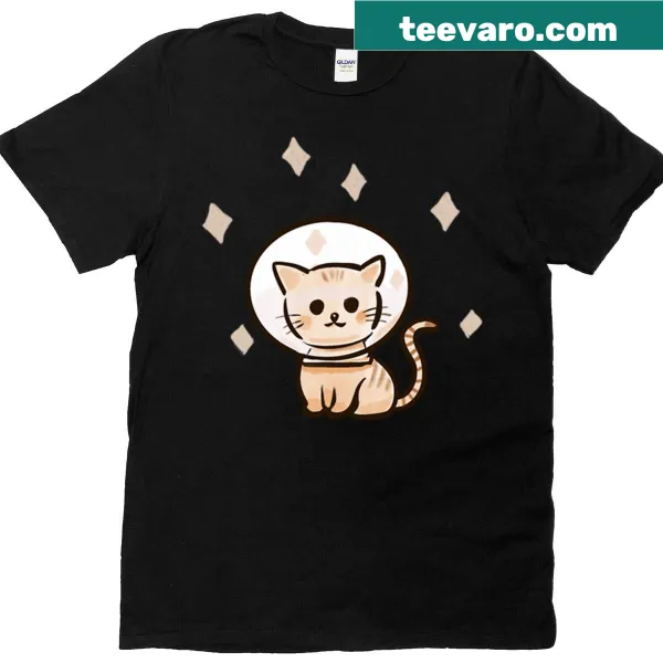 Cute kawaii-style T-shirt featuring a space cat illustration.