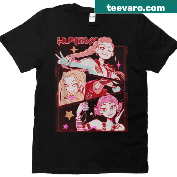 Kpop-themed t-shirt with a fierce demon hunter illustration