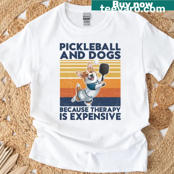 Corgi dog and pickleball themed t-shirt with humorous text