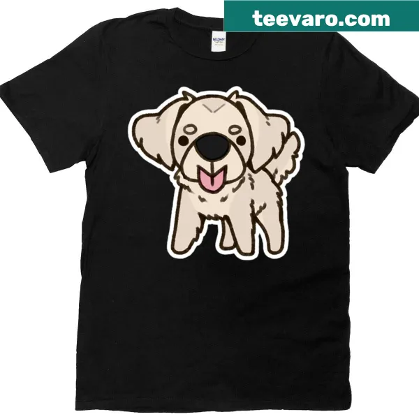 T-shirt featuring a cute golden retriever with tongue out in a blep pose