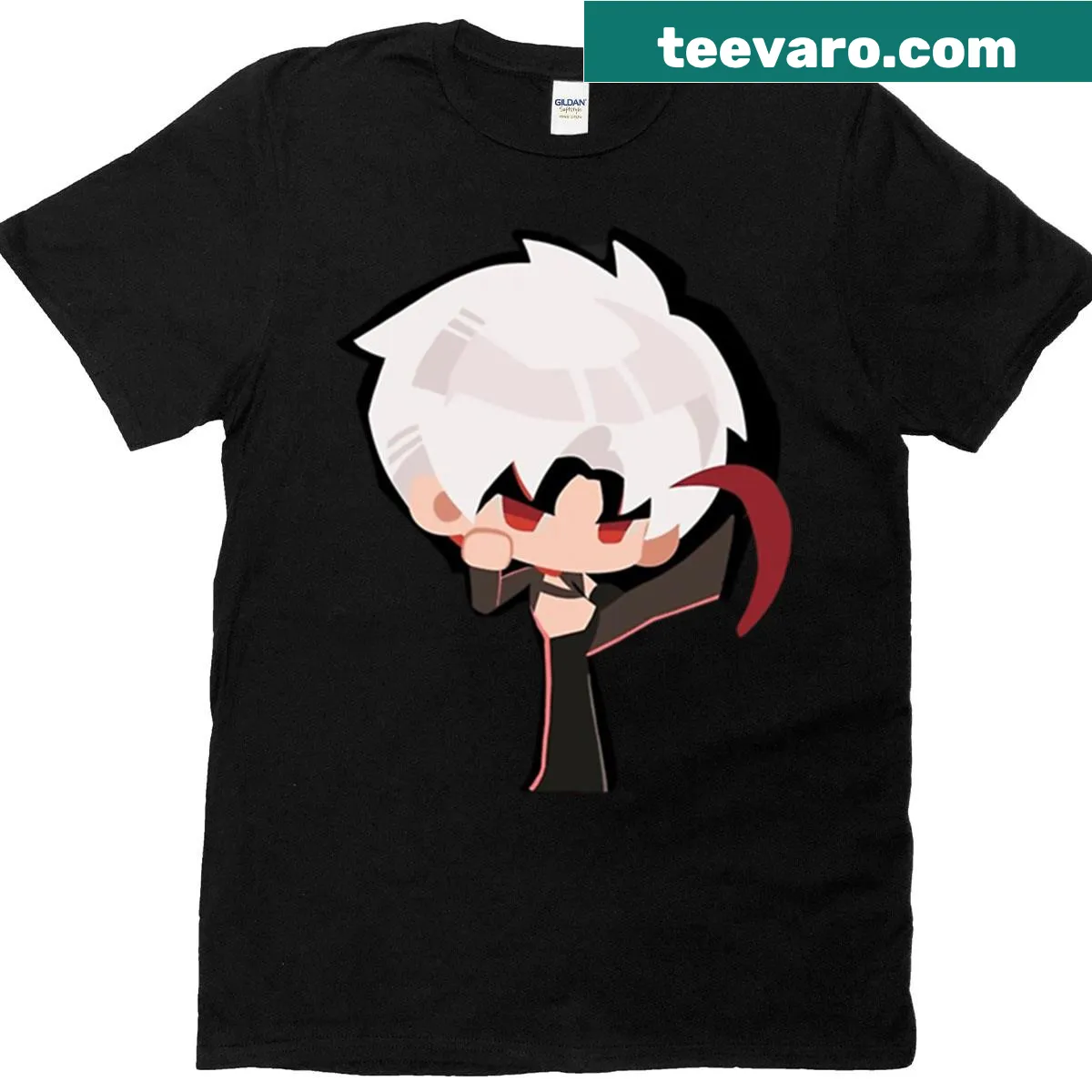 Sylus character graphic T-shirt inspired by deep space gaming — on a men's t-shirt