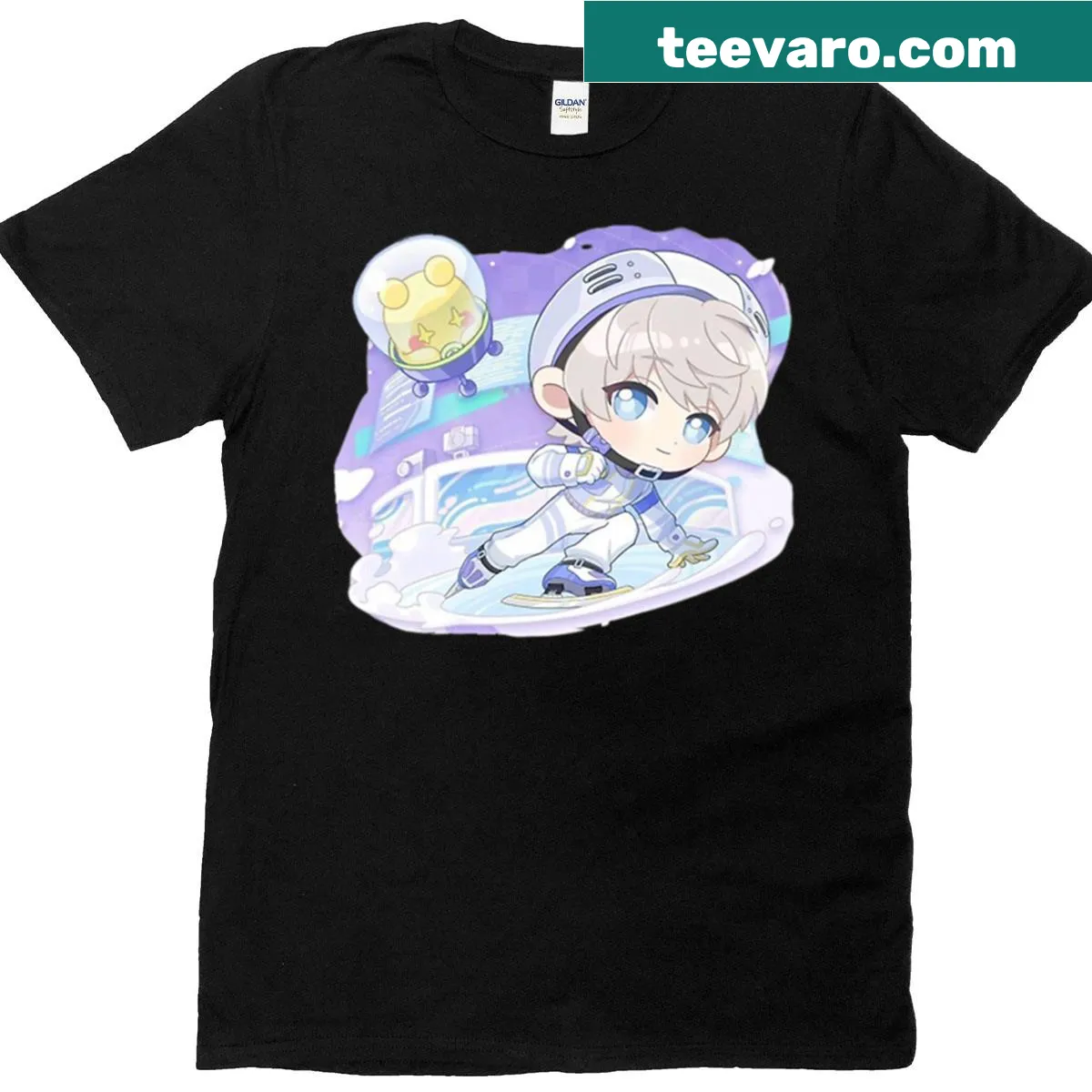 Speed skater in deepspace graphic T-shirt — on a men's t-shirt