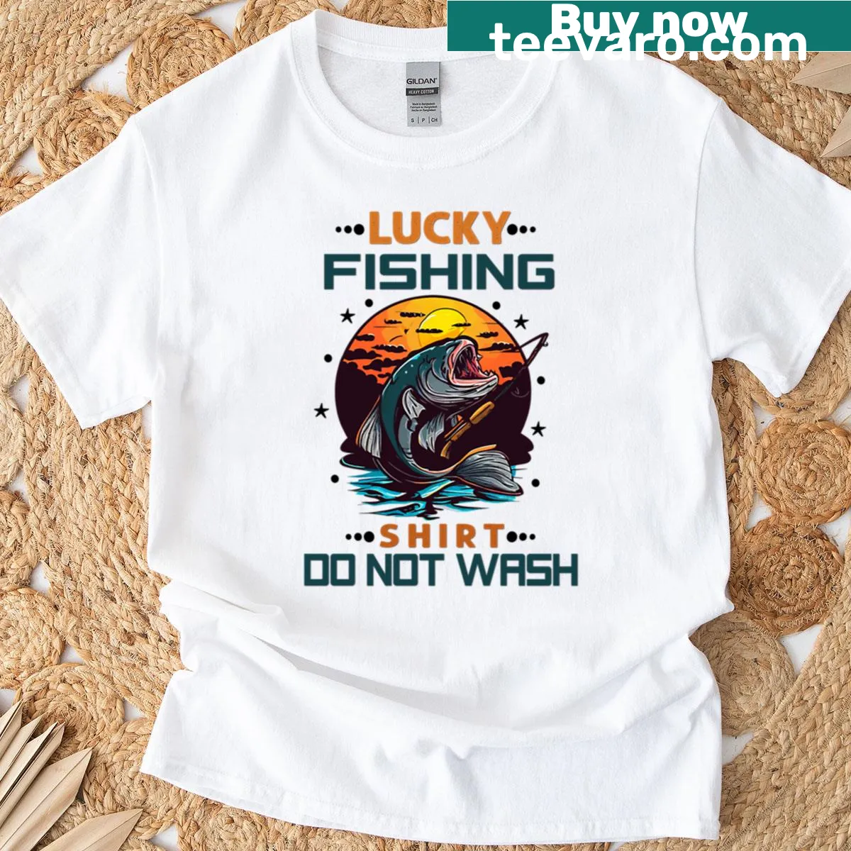 Lucky Fishing bass fishing T-shirt — on a men's t-shirt