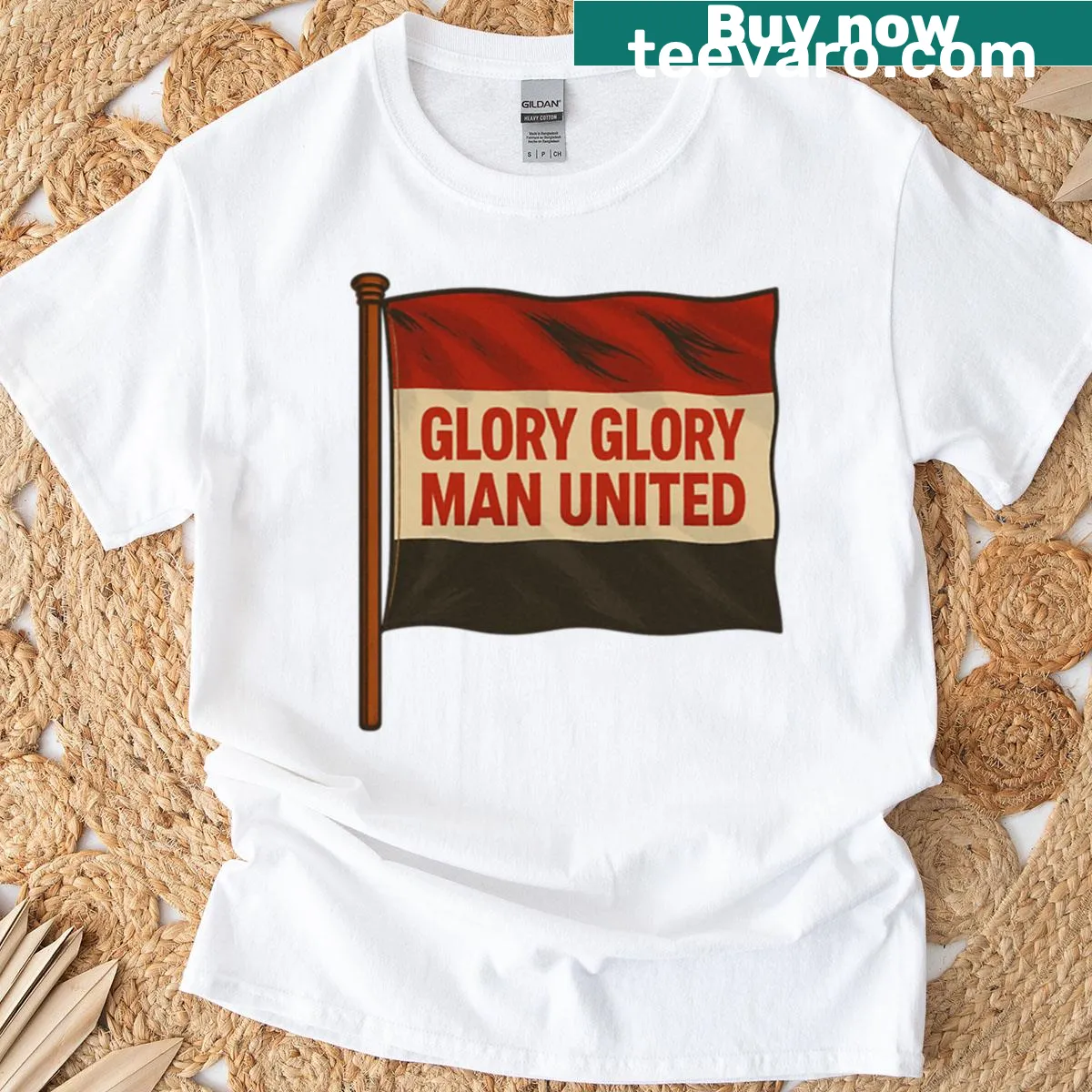 Oversized Manchester Flag T-shirt with bold city graphic — on a men's t-shirt