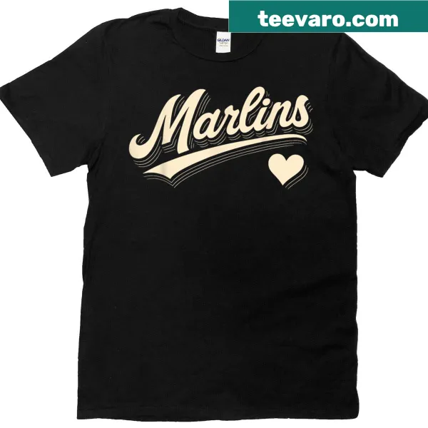Retro typography graphic with heart design on T-shirt