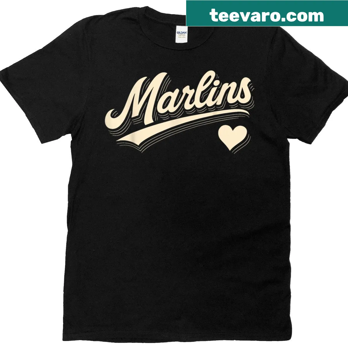 Retro typography graphic with heart design on T-shirt — on a men's t-shirt