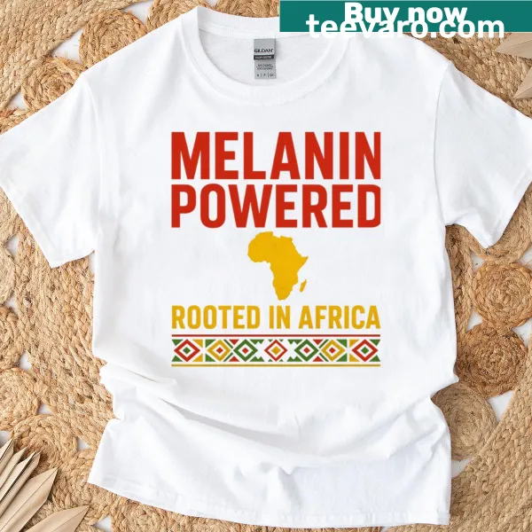 Empowering African heritage pride design T-shirt celebrating melanin.