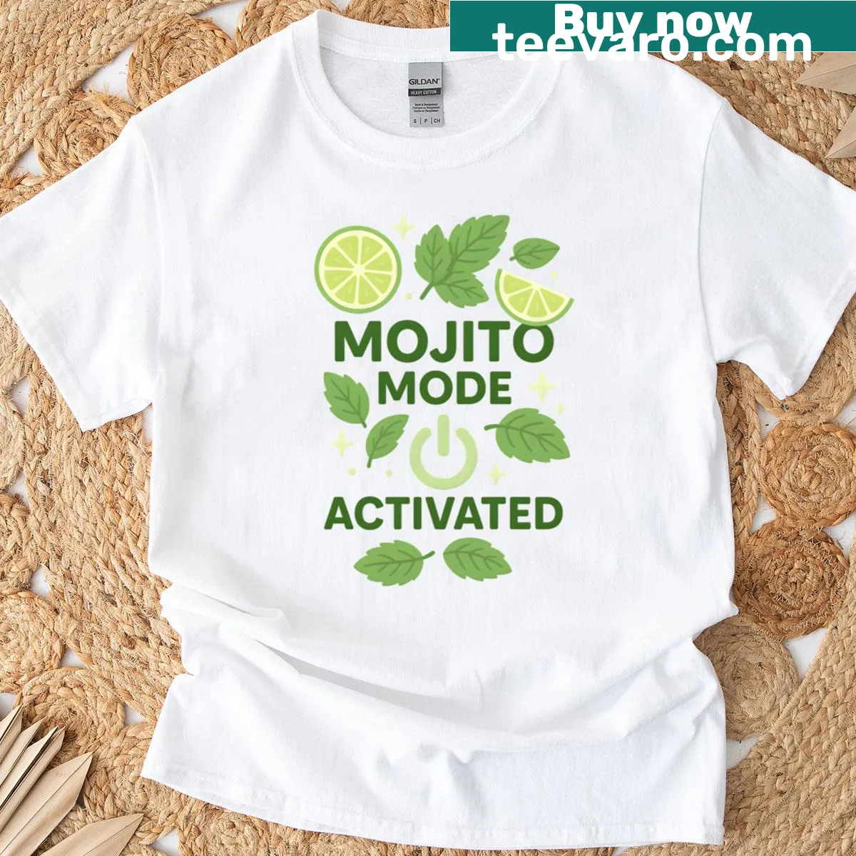 Oversized t-shirt with Mojito Mode Activated text design — on a men's t-shirt