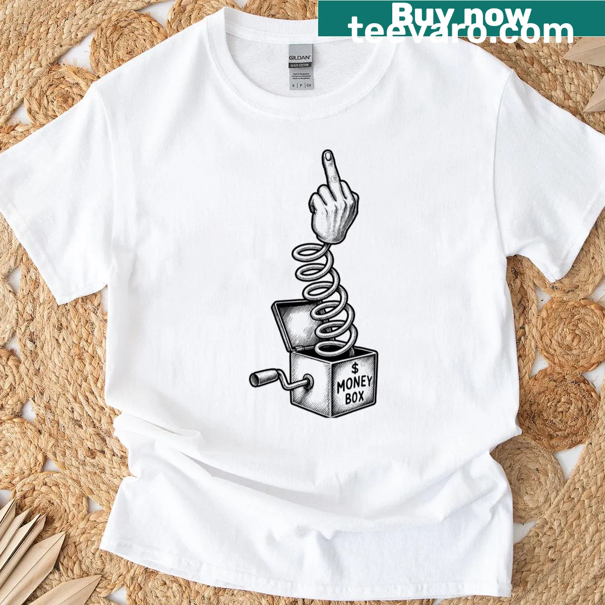 Oversized T-shirt featuring a sarcastic middle finger graphic — on a men's t-shirt