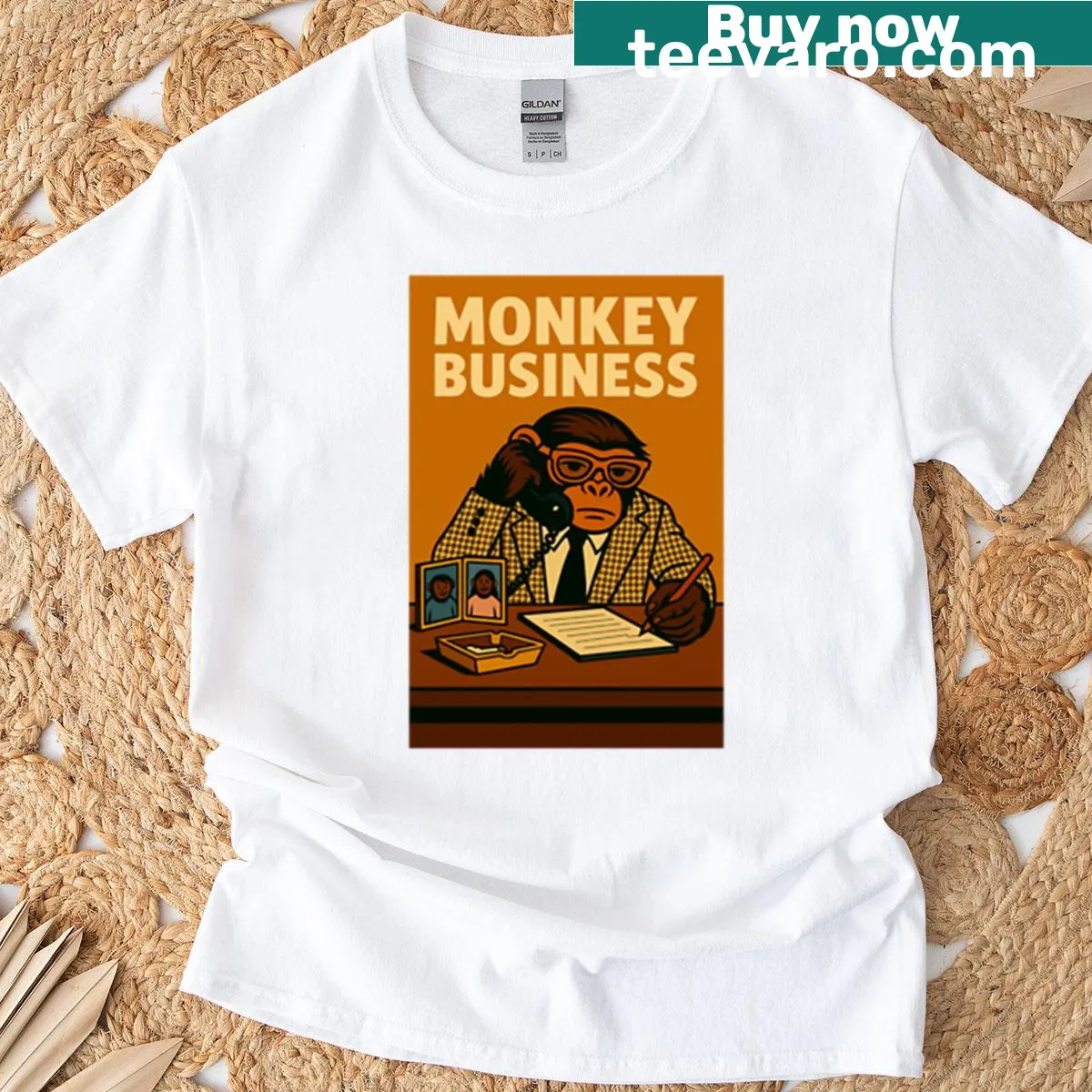 Playful monkey graphic on a humorous T-shirt for men. — on a men's t-shirt