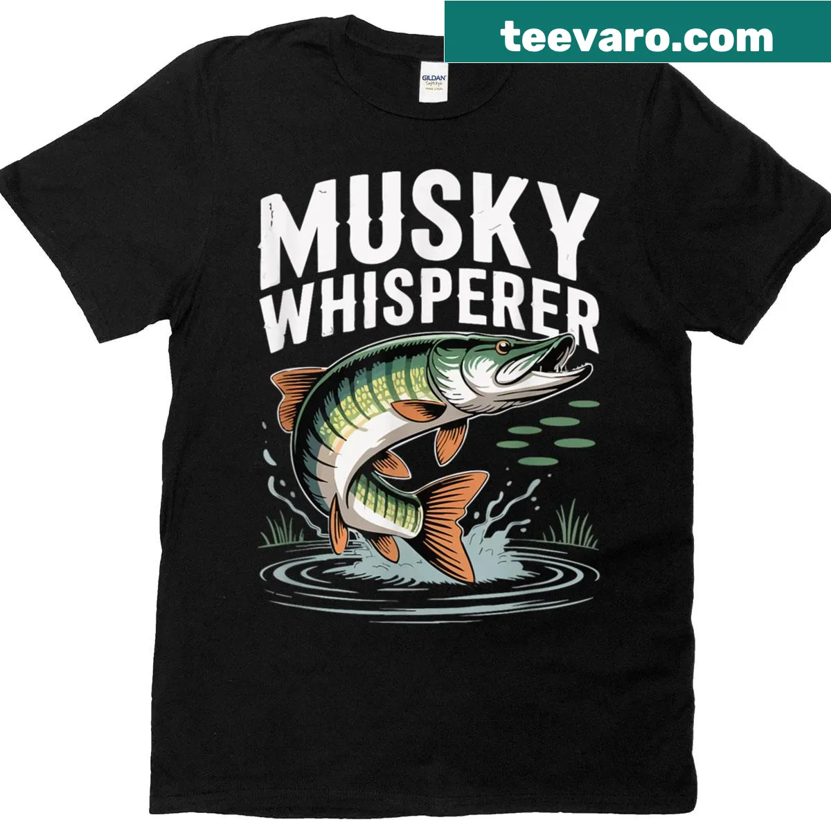 Funny T-shirt for muskie fishing enthusiasts — on a men's t-shirt