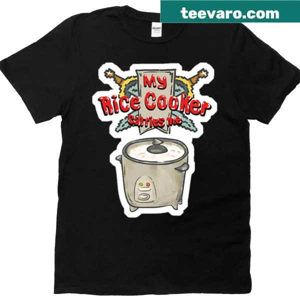 Illustration of a rice cooker on a humorous t-shirt