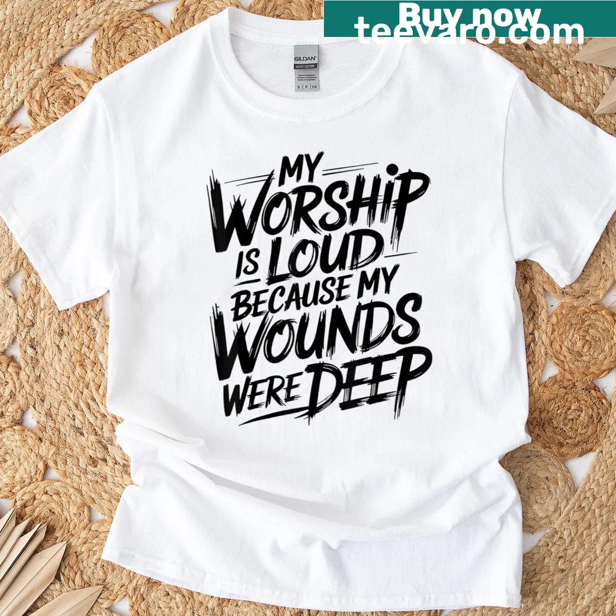 Inspirational Jesus quote on a faith-themed t-shirt — on a men's t-shirt