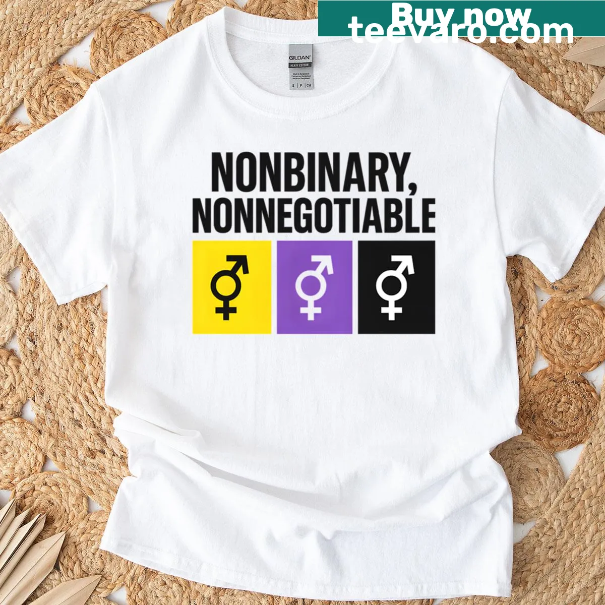 Nonbinary Nonnegotiable T-shirt with bold typography design — on a men's t-shirt