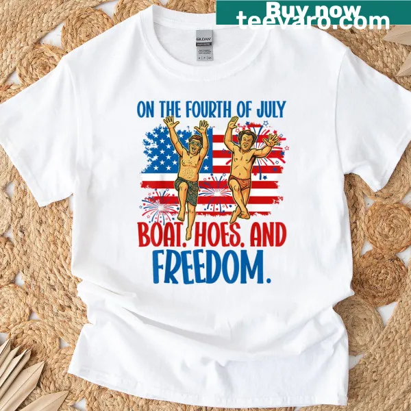 Humorous Fourth of July typography t-shirt celebrating freedom