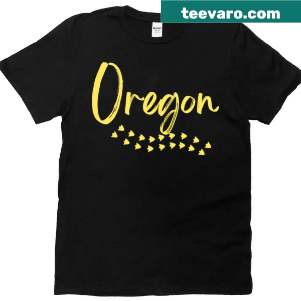 Illustrated T-shirt showcasing elements representing the state of Oregon