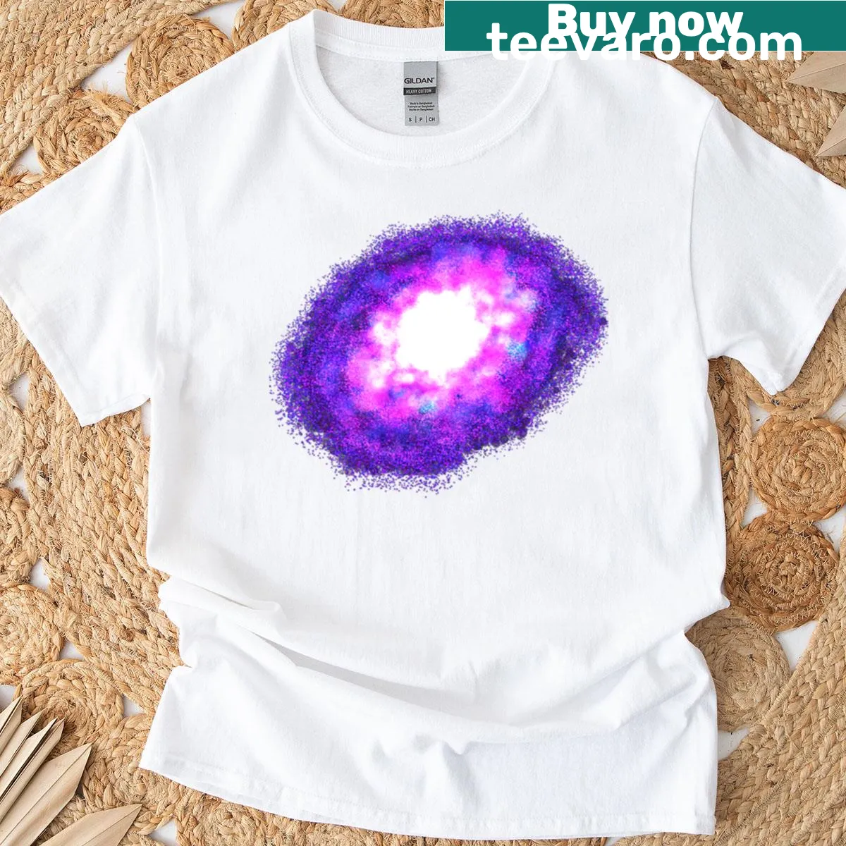 Oversized T-shirt with minimalist line-art space design — on a men's t-shirt