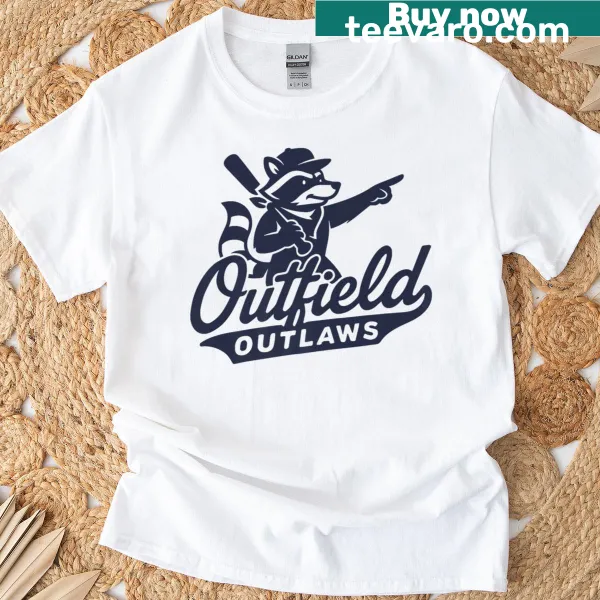Premium t-shirt featuring Outfield Outlaws logo design.