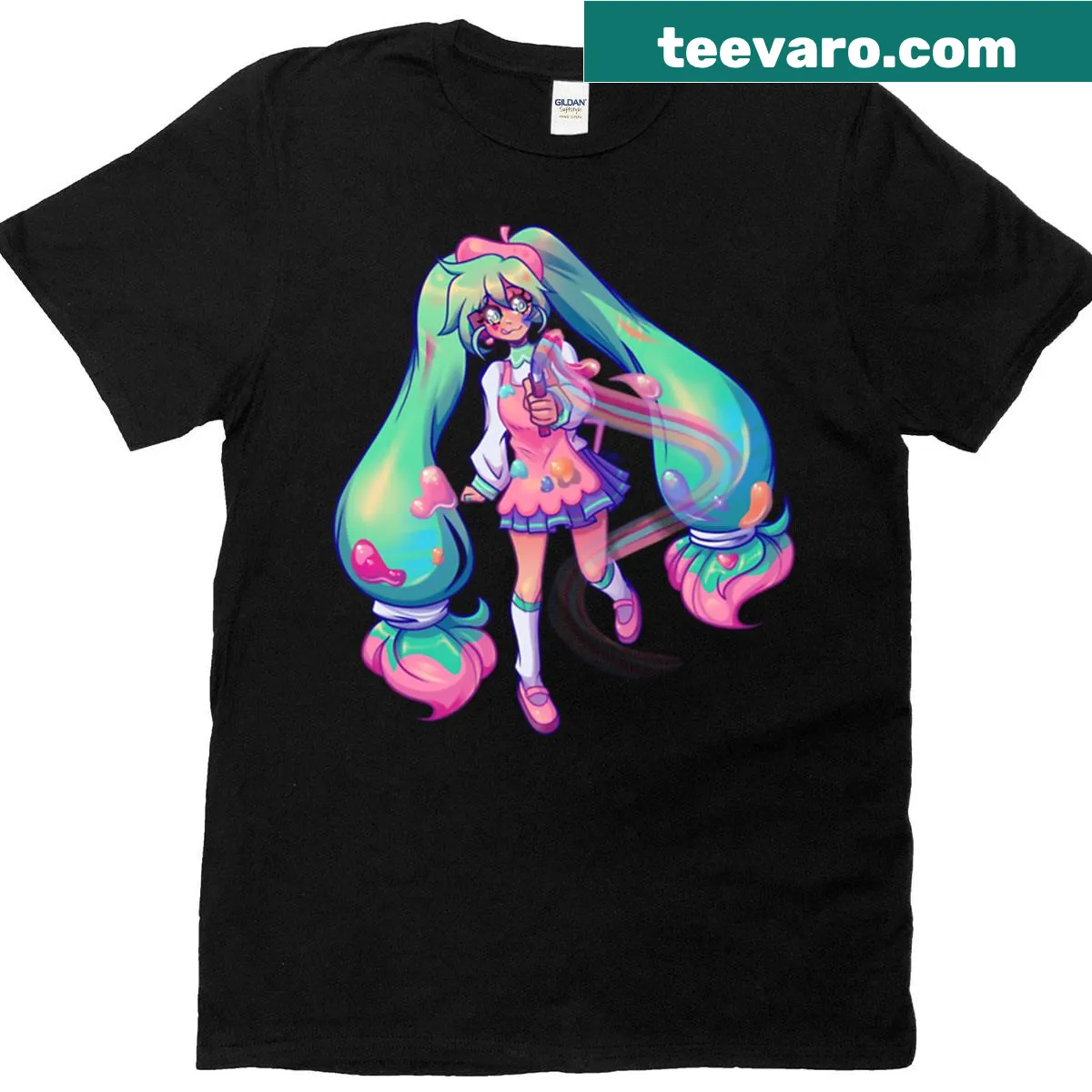 Illustration of Miku painting on a t-shirt — on a men's t-shirt