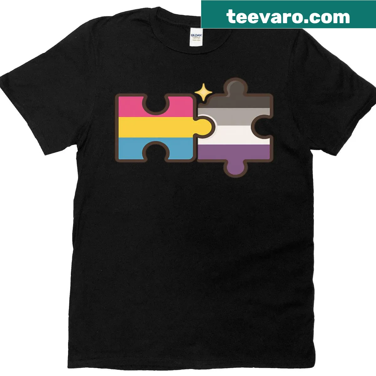 Puzzle design T-shirt with 'United In Pride' text, symbolizing togetherness. — on a men's t-shirt