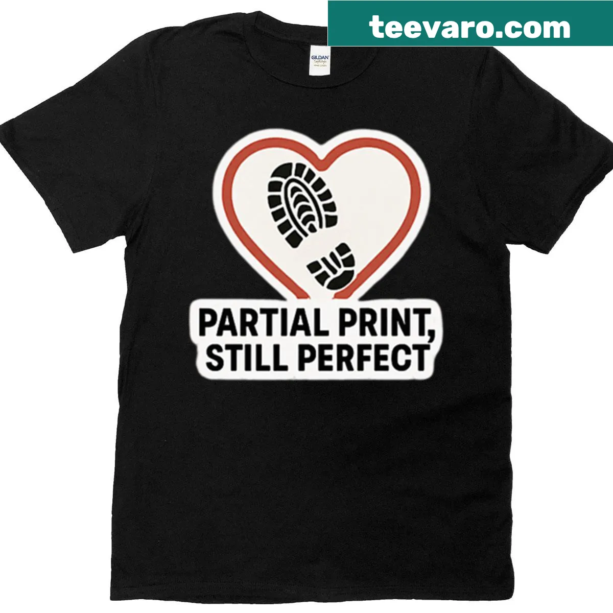 Partial print design on minimalist t-shirt — on a men's t-shirt