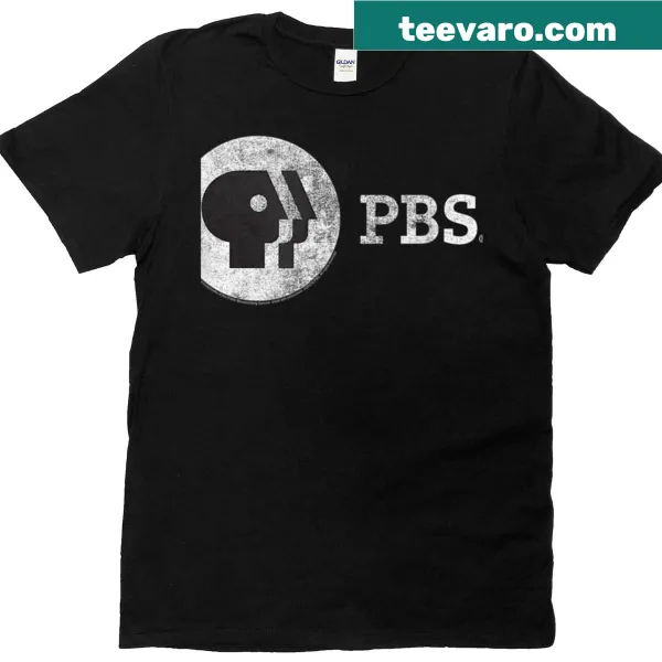 Vintage PBS round logo T-shirt representing public broadcasting.