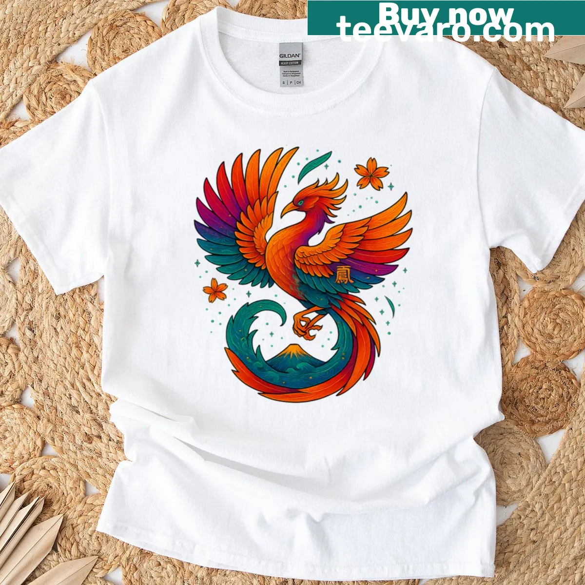 Graphic T-shirt depicting a phoenix symbolizing rebirth — on a men's t-shirt