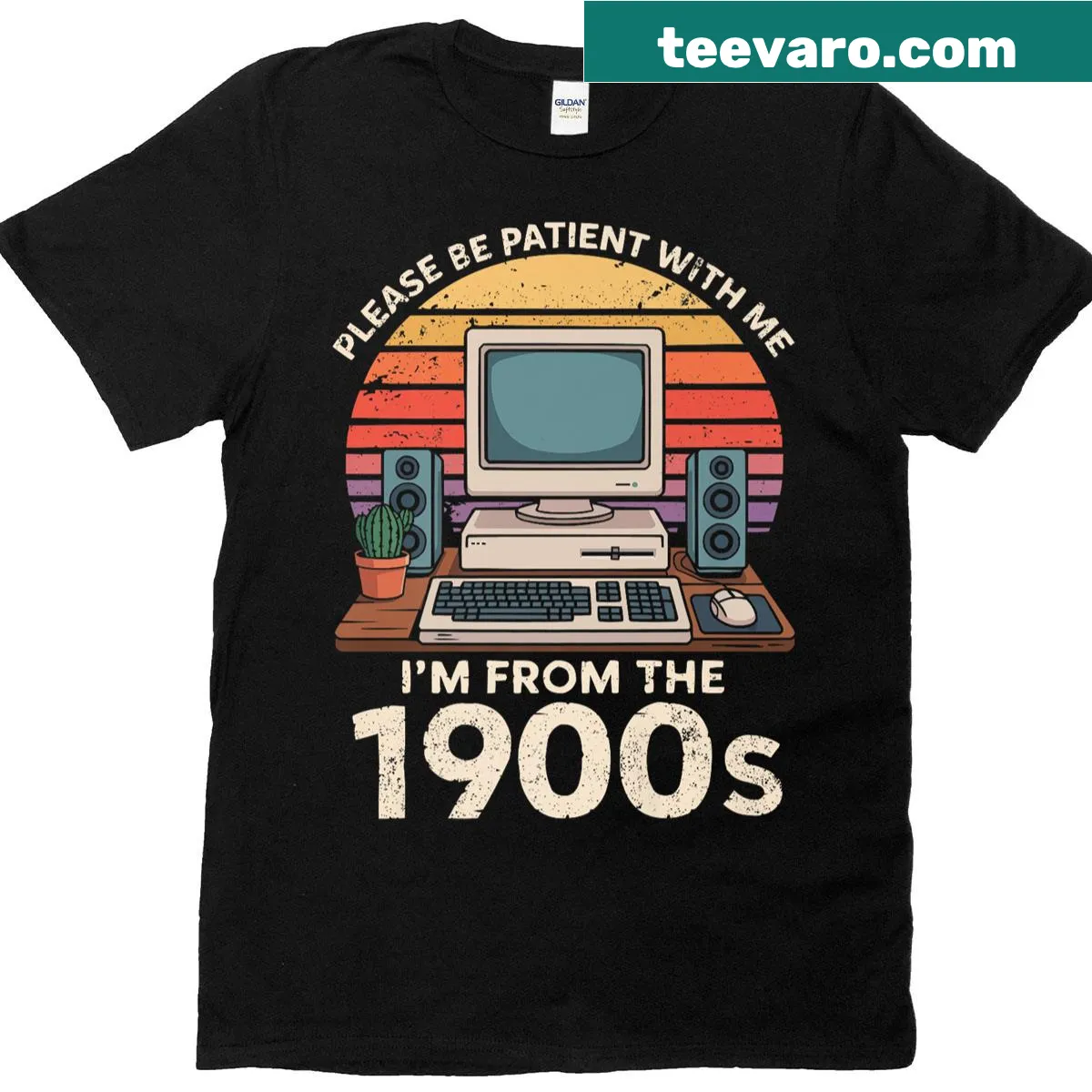 Retro design t-shirt for computer geeks from the 1900s. — on a men's t-shirt