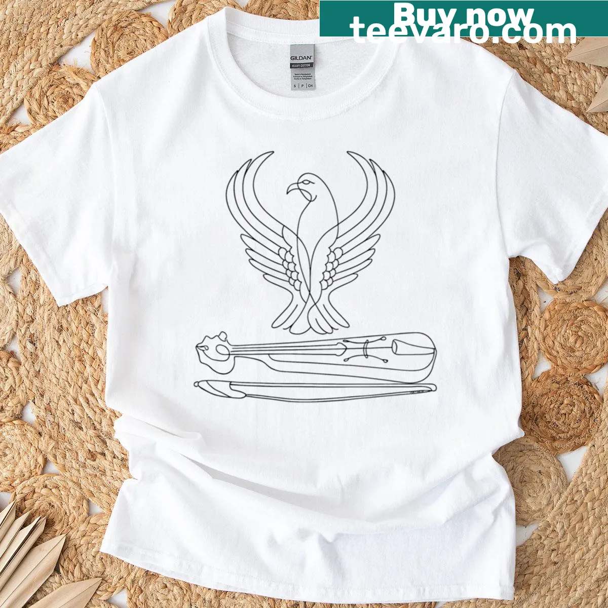 Line art design of Pontian Eagle and Lyra constellation — on a men's t-shirt