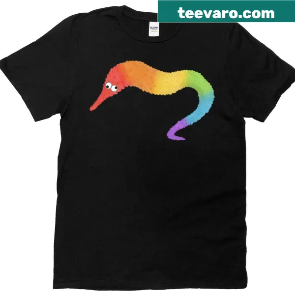 Playful t-shirt featuring a worm on a string illustration