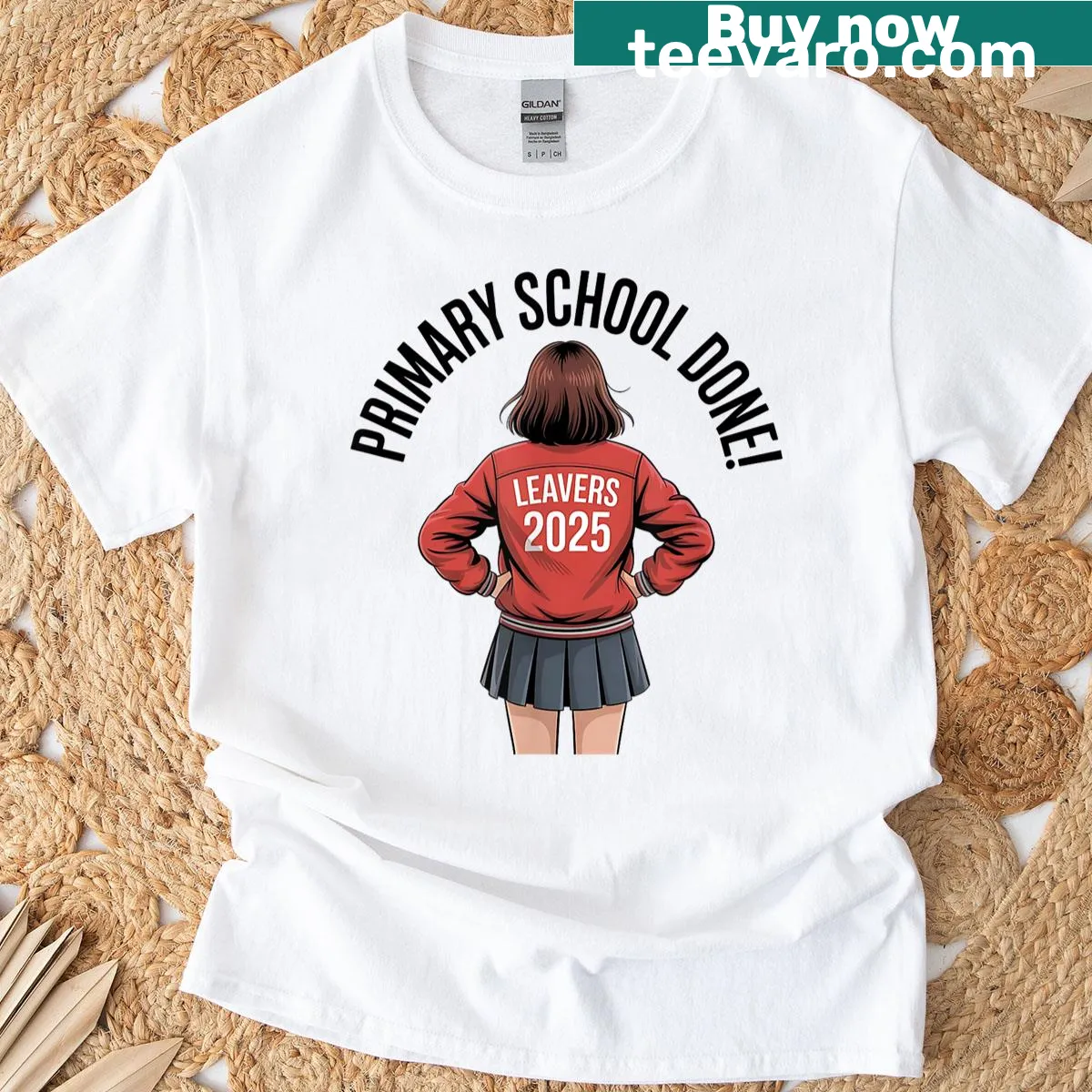 Graduation T-shirt for Year 6 Leavers Class of 2025 with bold typography — on a men's t-shirt