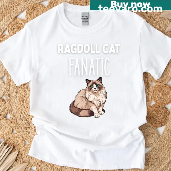 Cute cartoon Ragdoll cat graphic t-shirt for cat lovers