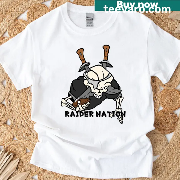 Oversized T-shirt featuring Raider Nation text for sports fans