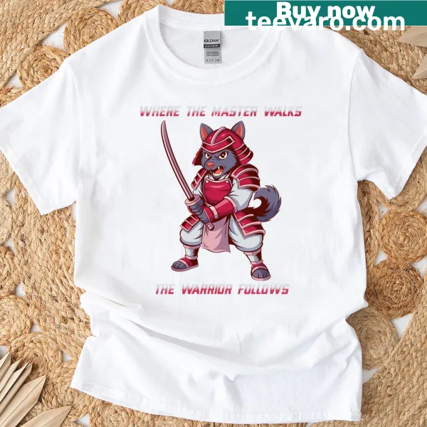 Whimsical samurai dog graphic t-shirt for dog lovers