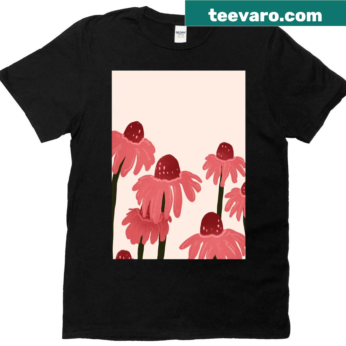 Vintage-style t-shirt with a retro floral print — on a men's t-shirt