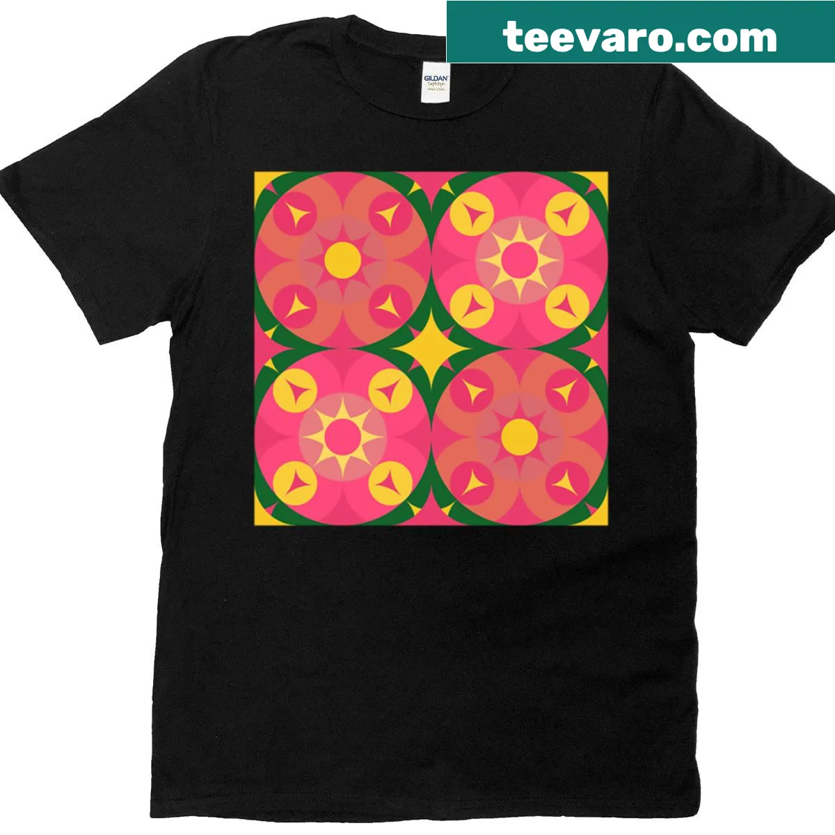 Playful retro design featuring a blossoming cactus — on a men's t-shirt