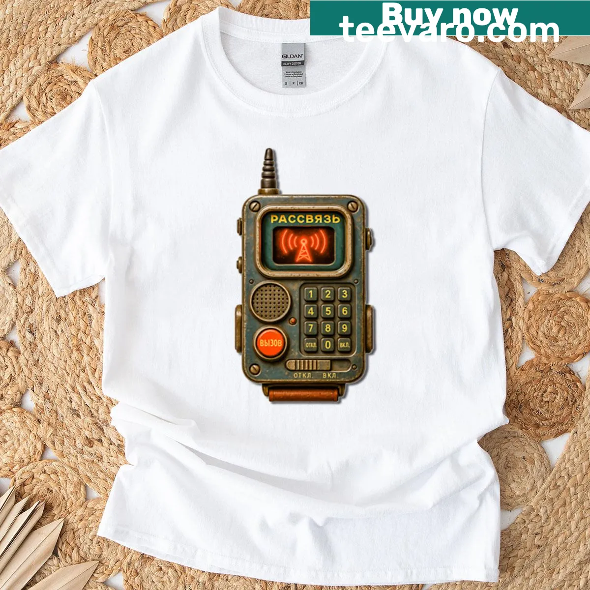 Vintage graphic of a Soviet communicator — on a men's t-shirt