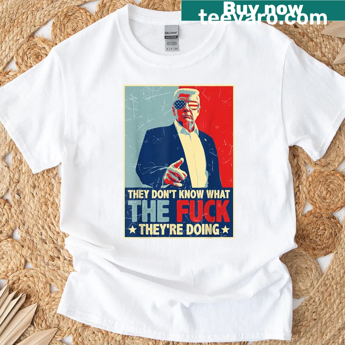 Retro design with USA flag and the phrase 'They Don't Know What The Fuck They're Doing' — on a men's t-shirt