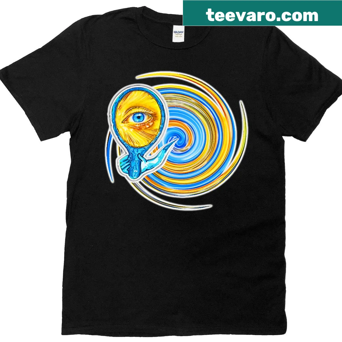 Minimalist t-shirt with stylized text design 'Reyeflectedation' — on a men's t-shirt
