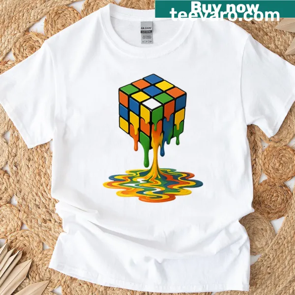 Melting Rubik's Cube graphic in a playful pop-art style