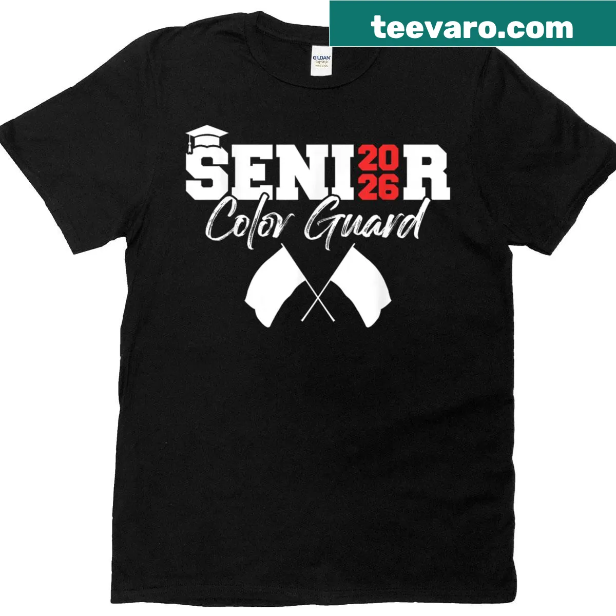 Senior Color Guard Class of 2026 T-shirt with flag design — on a men's t-shirt