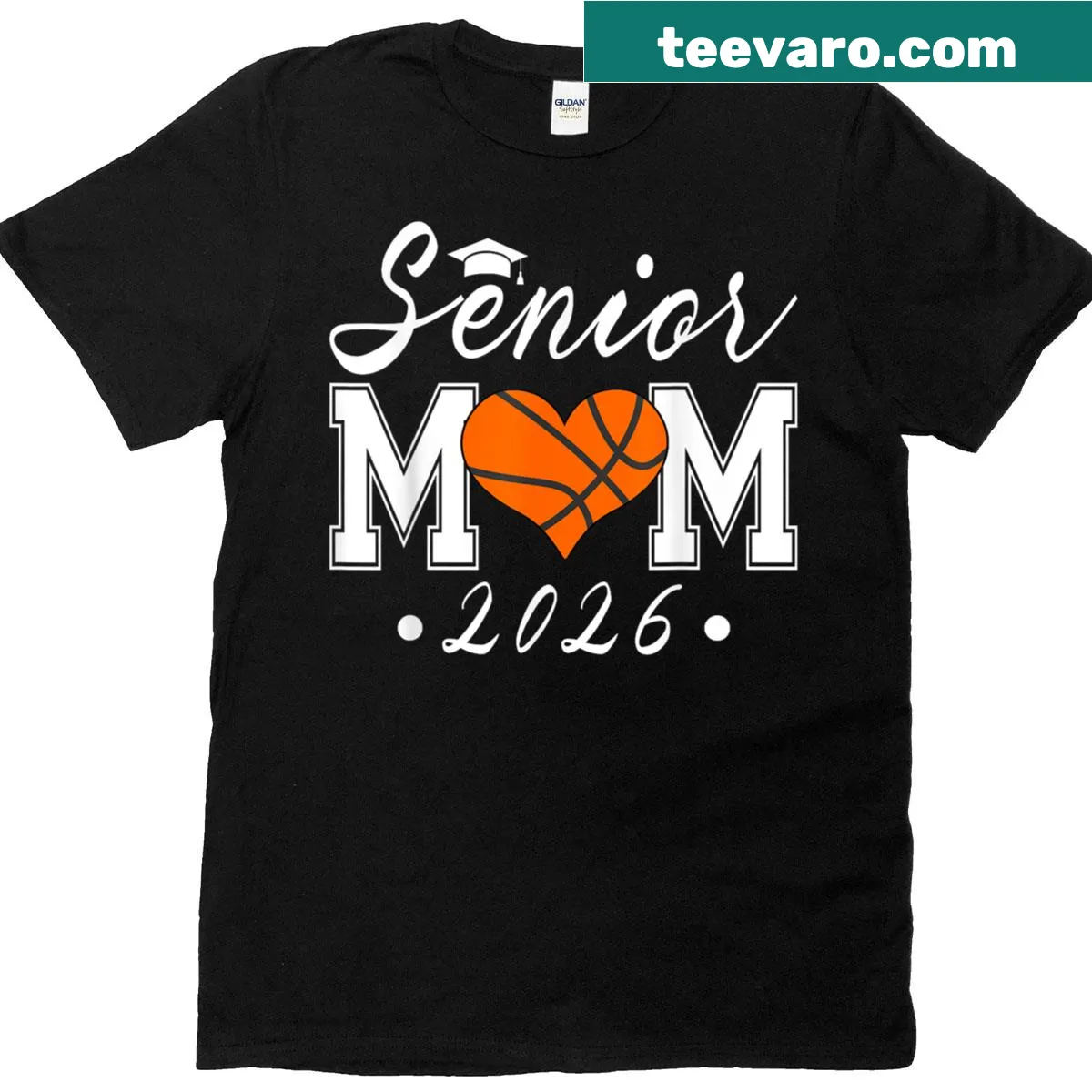 Senior Mom 2026 basketball graduate T-shirt — on a men's t-shirt