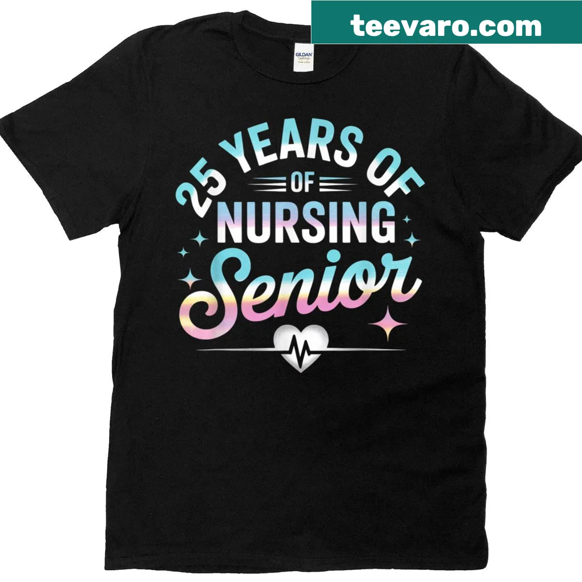 Proud nurse 25 years milestone T-shirt — on a men's t-shirt