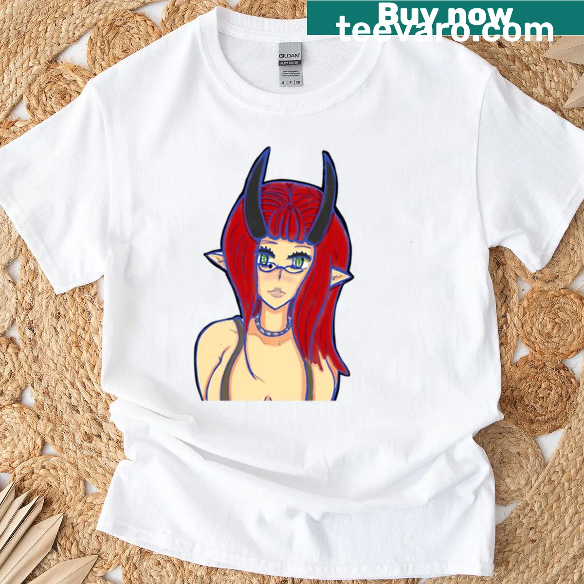 Illustration of a sexy demoness on a t-shirt — on a men's t-shirt