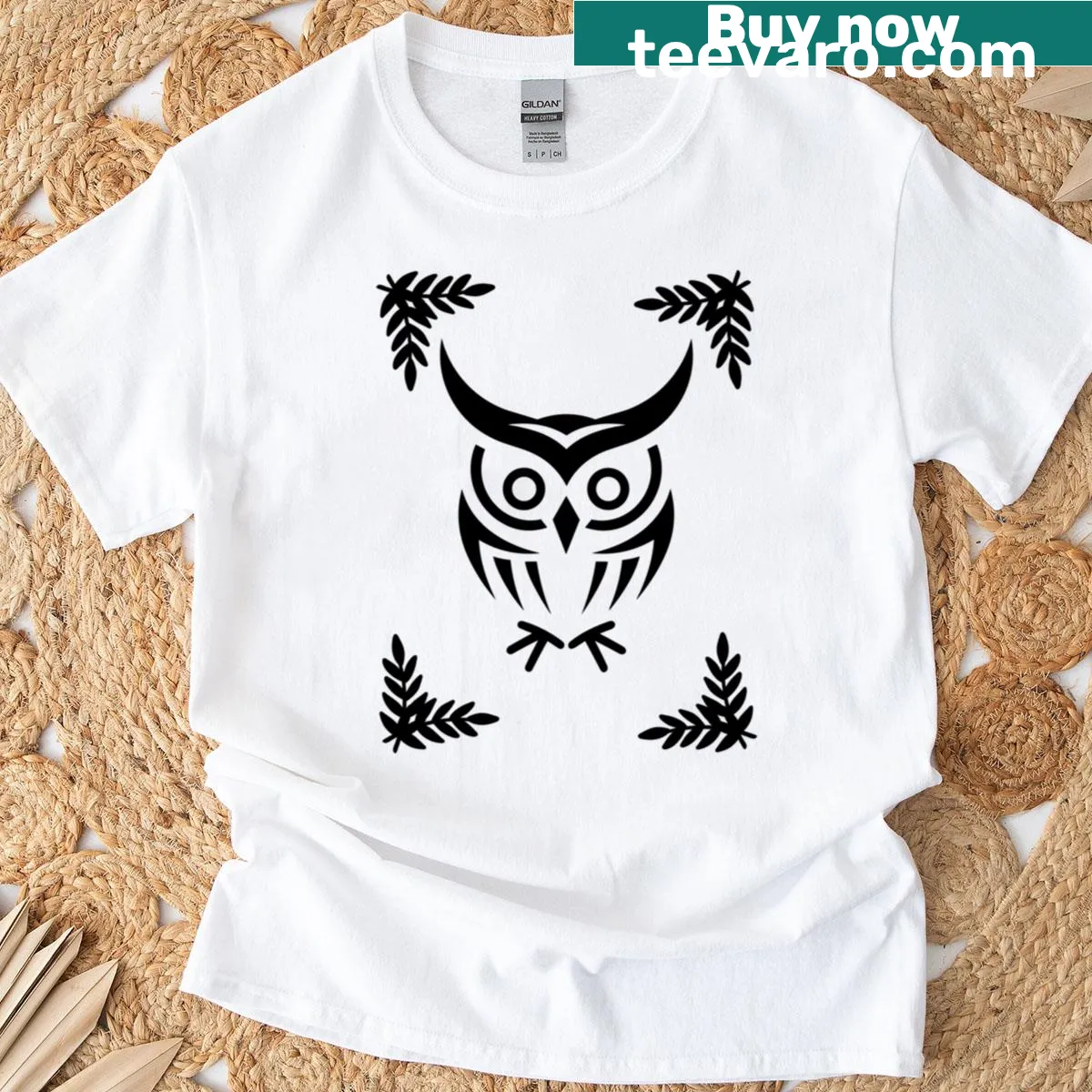 Oversized tee with a simple silhouette of an owl. — on a men's t-shirt