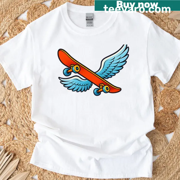 Typographical design T-shirt with 'Skate Or Fly' phrase